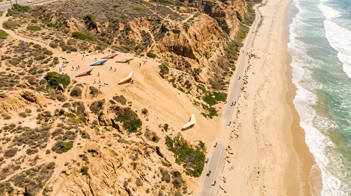 Aerial View of Coastal Bluffs Hang Gliding