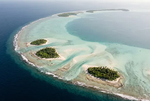 Aerial View of Tropical Coral Atoll