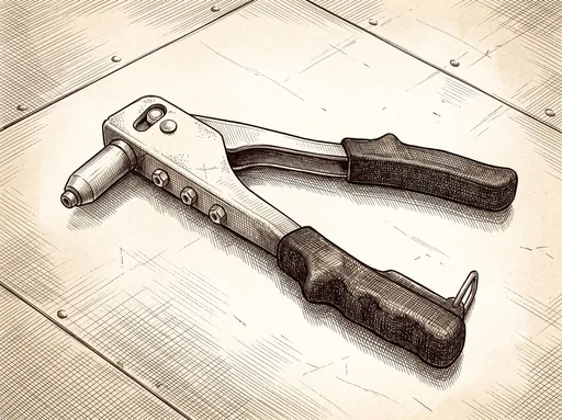 Cross-Hatched Ink Drawing of Rivet Gun