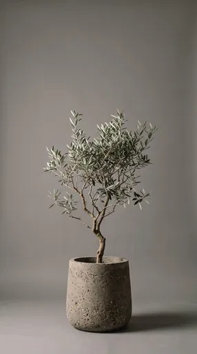 Minimalist Olive Tree in Concrete Planter