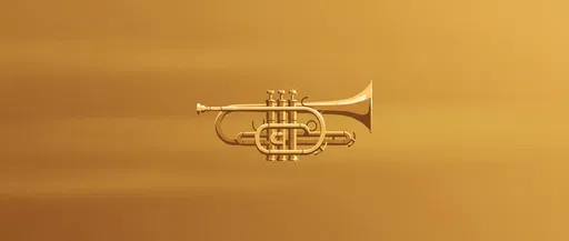 Golden Brass Cornet Minimal Graphic Illustration