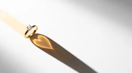 Gold Diamond Ring With Heart Shadow
