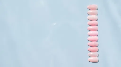 Light Pink Press-On Nails on Blue