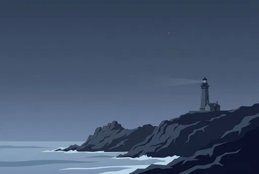 Minimalist Coastal Lighthouse at Blue Hour