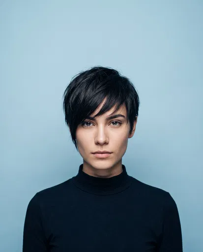 Studio Portrait With Asymmetric Pixie Cut