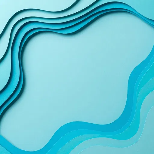 Layered Cyan Paper Cut Waves Background