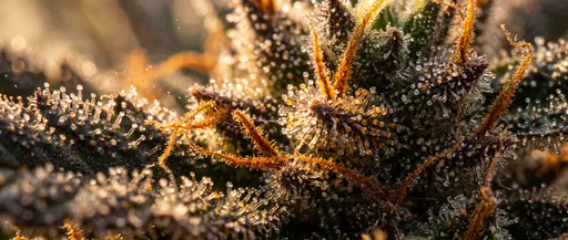 Macro Close-Up of Backlit Cannabis Trichomes
