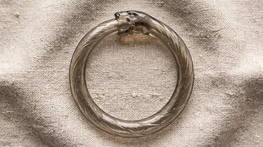 Smoked Glass Ouroboros Sculpture on Linen