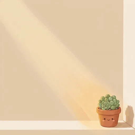 Cute Potted Succulent in Warm Sunbeam
