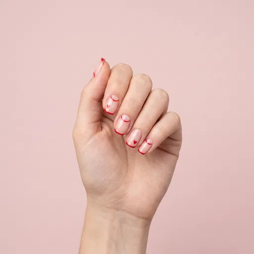 Minimalist Red Heart Nail Art