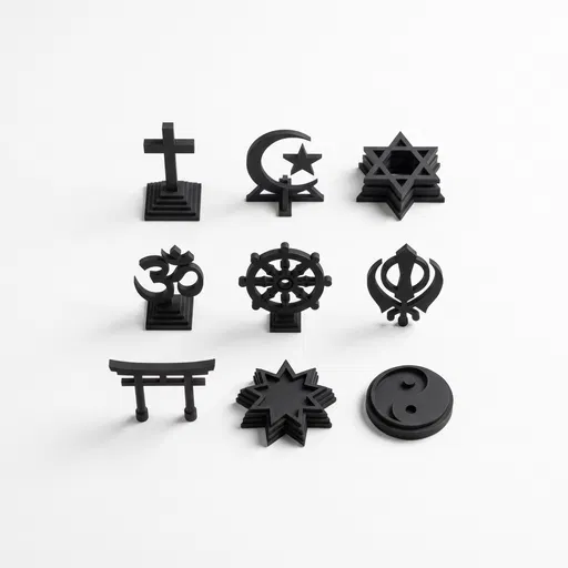 Nine Black Religious Symbol Models Grid