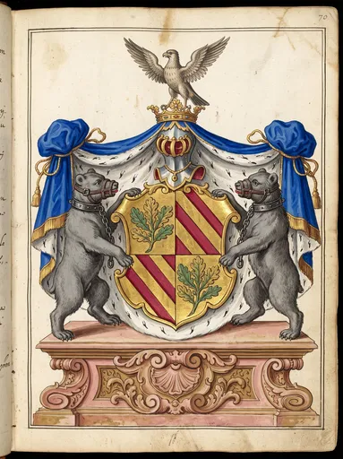 Baroque Heraldic Illumination With Bear Supporters