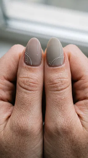 Close-Up of Matte Taupe Almond Manicure