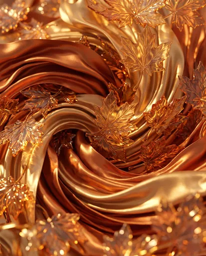 Golden Silk and Glass Maple Leaves