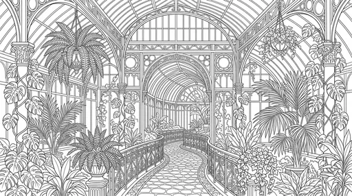 Victorian Glasshouse Conservatory Coloring Page
