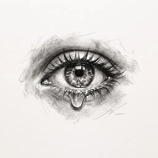 Charcoal Sketch of Tearful Eye