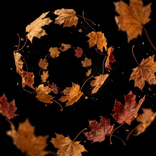 Swirling Autumn Maple Leaves on Black