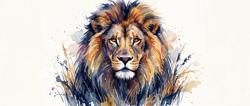 Watercolor Portrait of a Majestic Lion