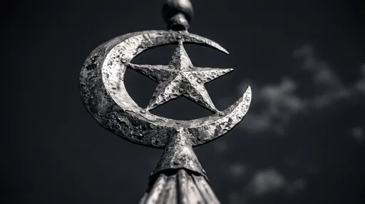 Weathered Wrought-Iron Star and Crescent Finial