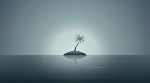Minimalist Solitary Desert Island Illustration