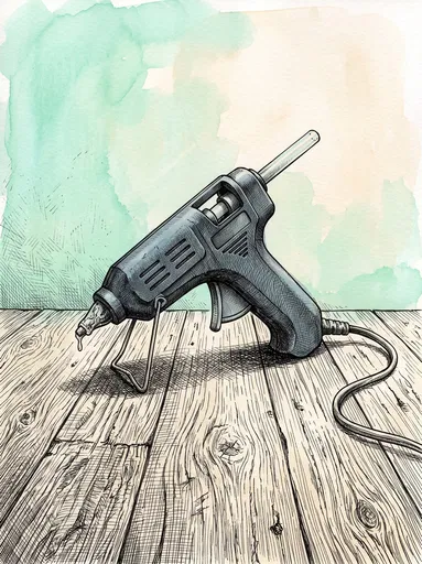 Ink Illustration of Hot Glue Gun