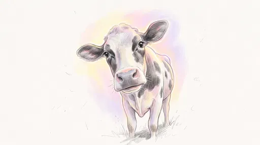 Pastel Sketch of Friendly Dairy Cow