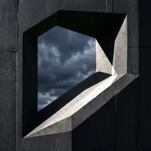 Angular Concrete Portal Framing Stormy Sky