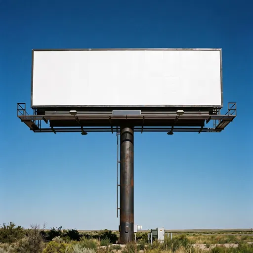 Blank White Roadside Billboard Under Clear Sky