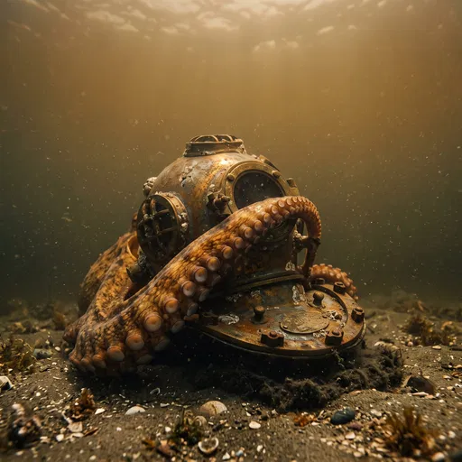 Octopus Tentacle on Vintage Diving Helmet