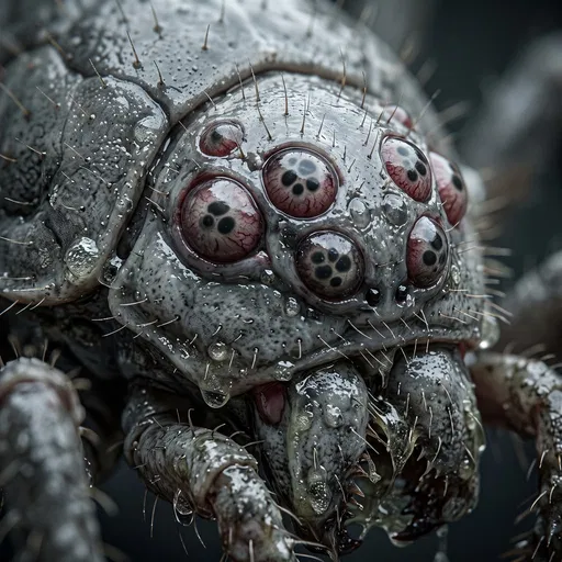 Macro Close-Up of Grotesque Multi-Eyed Monster