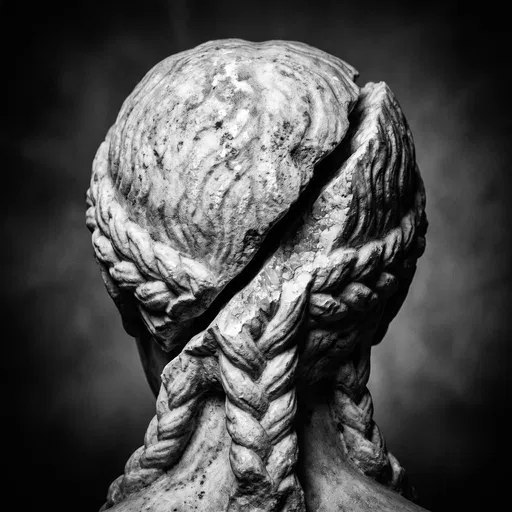 Fractured Marble Head Sculpture From Behind