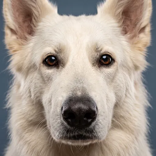 Close-Up Portrait of White German Shepherd