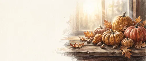 Autumn Pumpkins Colored Pencil Illustration