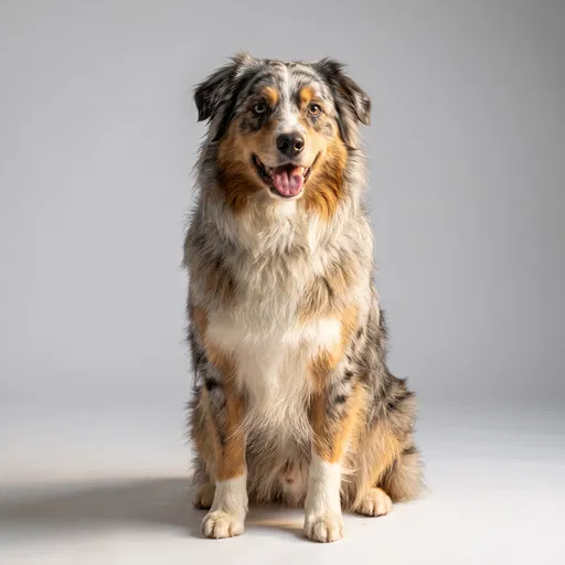 Australian Shepherd Studio Portrait on Grey