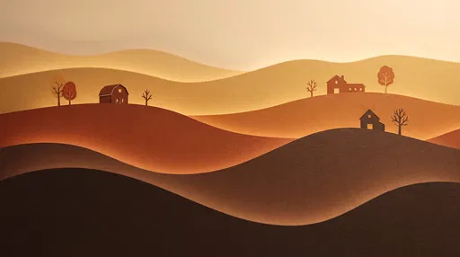 Autumn Hills Paper Cut Landscape Background