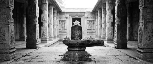 Stone Shiva Lingam in Temple Courtyard