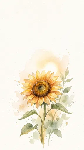 Watercolor Sunflower Illustration With Copy Space