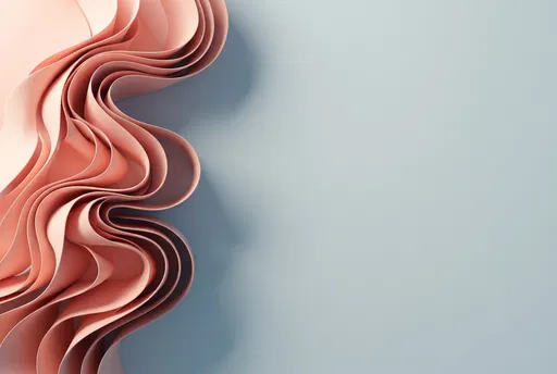 Abstract Peachy Pink Ribbon Waves Background