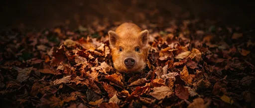 Ginger Piglet in Autumn Leaves