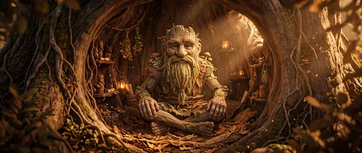 Wooden Cartoon Troll Inside Hollow Tree