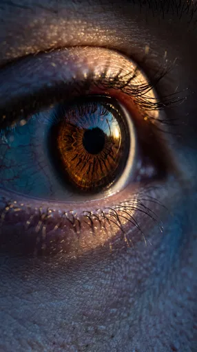 Macro Close-Up of Brown Eye in Sunlight