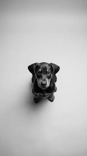 Monochrome Studio Portrait of Doberman Puppy