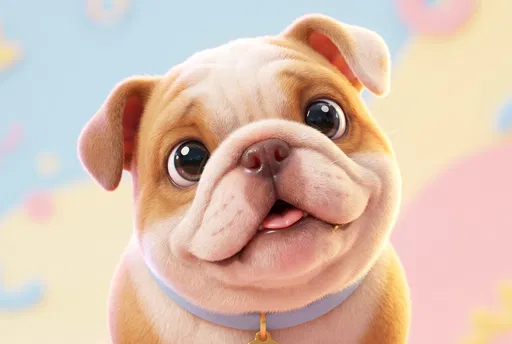 Cute Stylized 3D English Bulldog Puppy