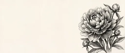 Graphite Peony Sketch with Copy Space