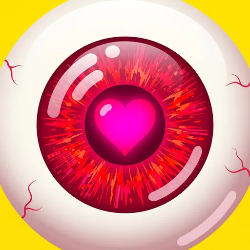 Glossy Eyeball With Magenta Heart Pupil