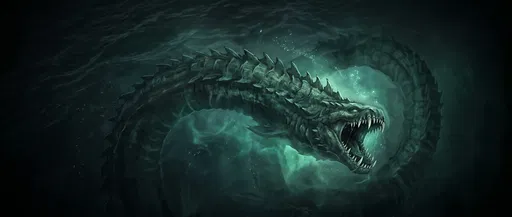 Bioluminescent Abyssal Sea Serpent Monster
