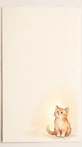 Watercolor Ginger Kitten on Cream Paper