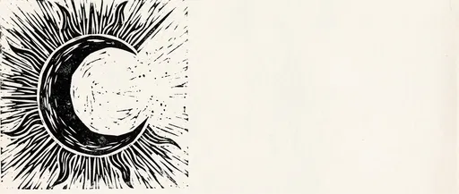 Linocut Crescent Moon Wide Banner