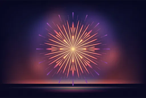 Stylized Glowing Starburst Firework Graphic