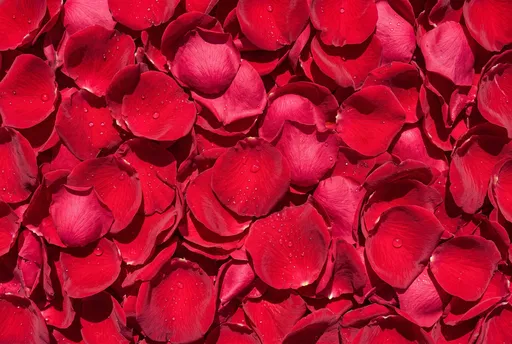 Red Rose Petals Background With Dewdrops